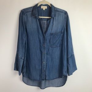 Cloth & stone shirt chambry hi lo hem tencel